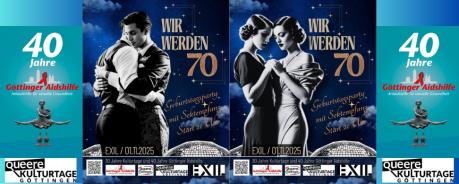 Werbebild für die gemeinsame Geburtstagsfeier der Göttinger Aidshilfe (40 Jahre) und der Kulturtage Göttingen (30 Jahre)