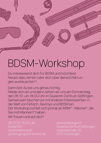 Veranstaltungsflyer Flyerrückseite BDSM-Workshop von s*ven Göttingen