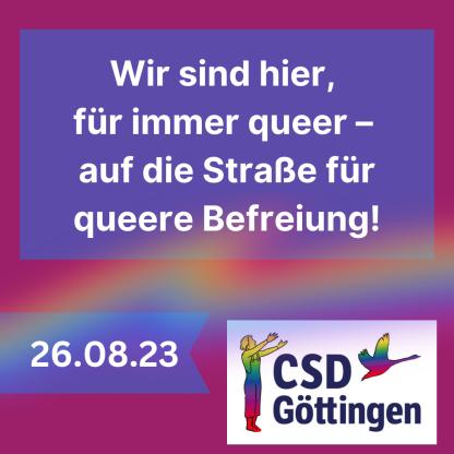 Das Titel-Sharepic zum CSD-Aufruf 2023