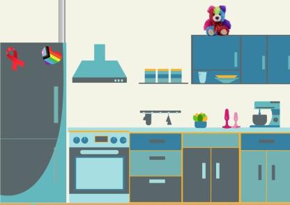 Bild einer K&uuml;che im Zeichenstil