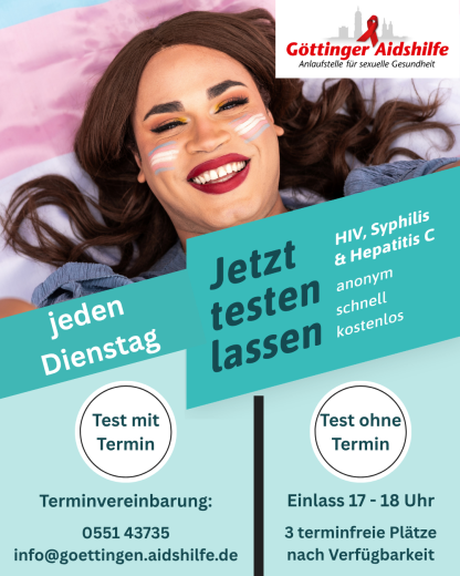 Portrait einer Person als Werbemotiv f&uuml;r das Schnelltestangebot der G&ouml;ttinger Aidshilfe - Anlaufstelle f&uuml;r sexuelle Gesundheit