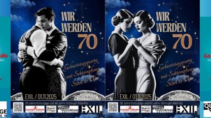 Werbebild f&uuml;r die gemeinsame Geburtstagsfeier der G&ouml;ttinger Aidshilfe (40 Jahre) und der Kulturtage G&ouml;ttingen (30 Jahre)